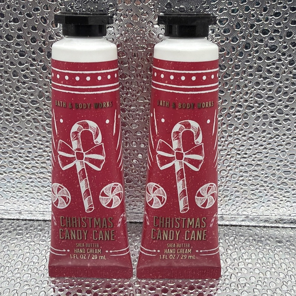 BATH & BODY WORKS HAND CREAM Lotion 1oz Lot of 2 Christmas Candy Cane Scent